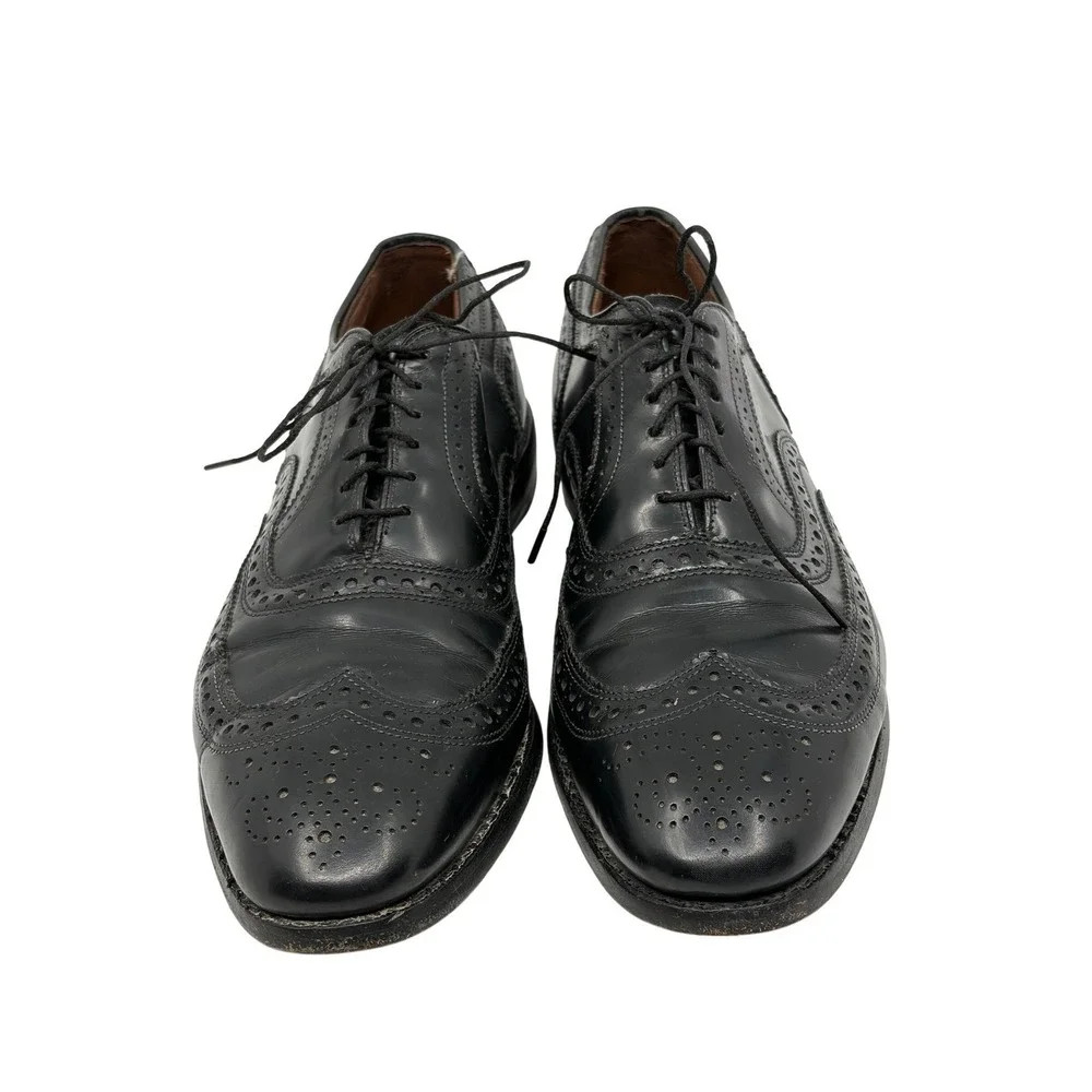Allen Edmonds McAllister Mens Black Leather Wingtip Oxford Dress Shoes 9.5 B